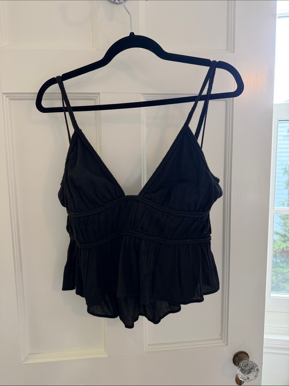 Zara Women’s Black Spaghetti Strap Ruffle Tank Top